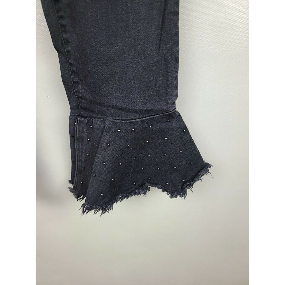 Pilcro And The Letterpress Women Black Studded Flare Leg Denims Jeans Size 28 - Picture 3 of 11